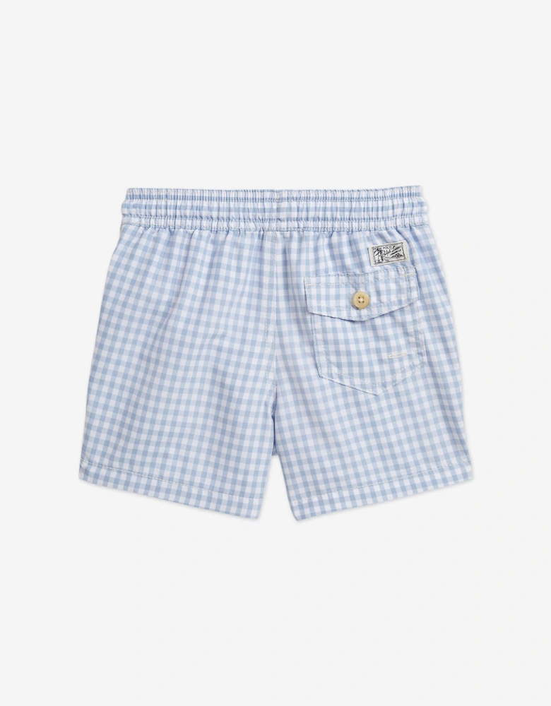 Boys Checked Swim Shorts in Blue