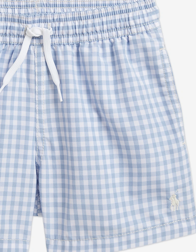 Boys Checked Swim Shorts in Blue