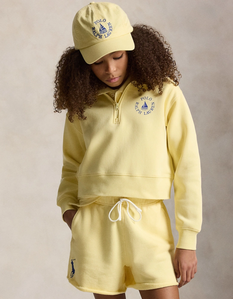 Girls Half Zip Sweatshirt in Yellow