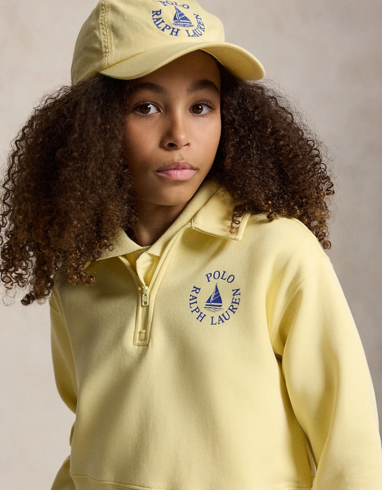 Girls Half Zip Sweatshirt in Yellow