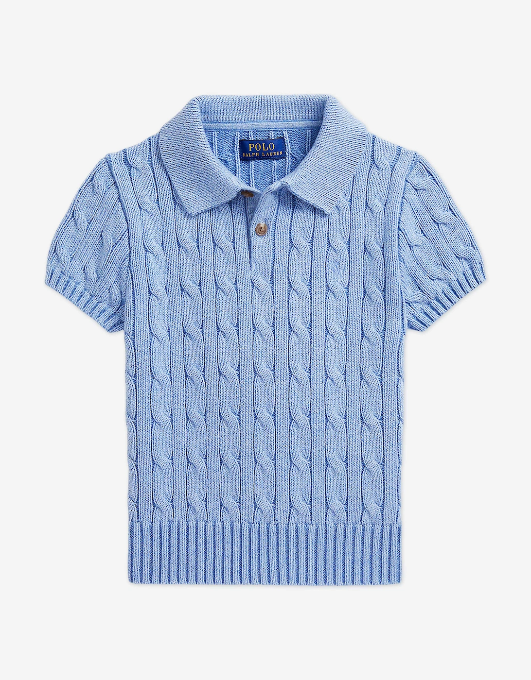 Boys Cable Knit Polo Top in Blue, 5 of 4