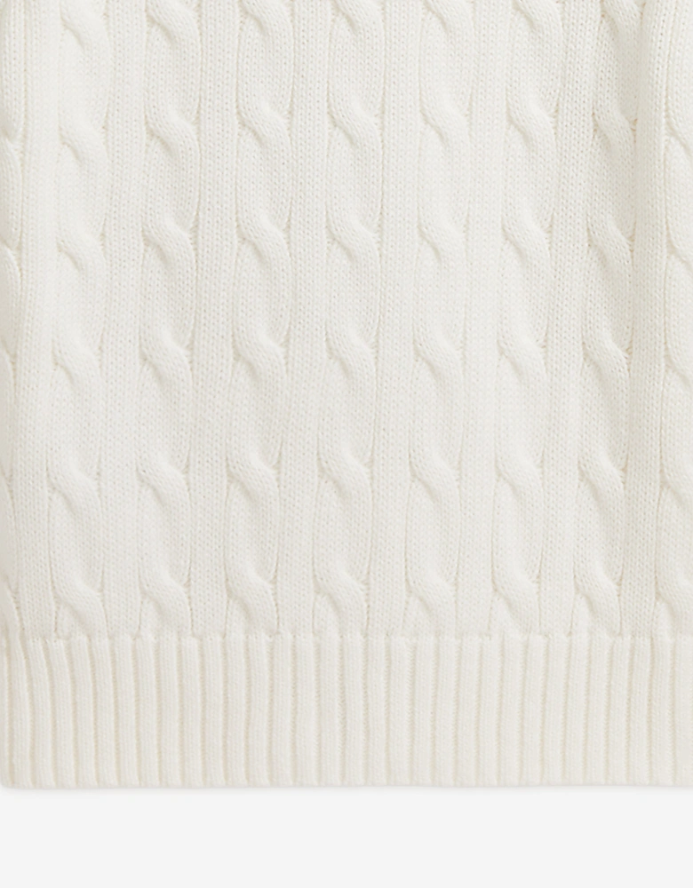 Boys Cable Knit Polo Top in Ivory