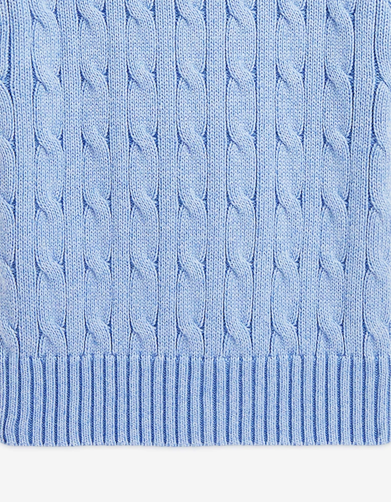 Boys Cable Knit Polo Top in Blue