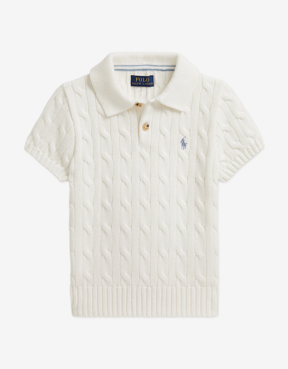 Boys Cable Knit Polo Top in Ivory, 5 of 4