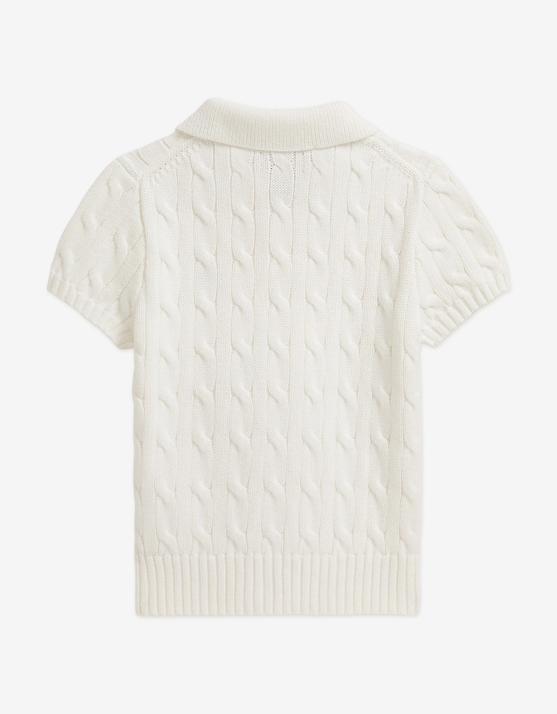 Boys Cable Knit Polo Top in Ivory