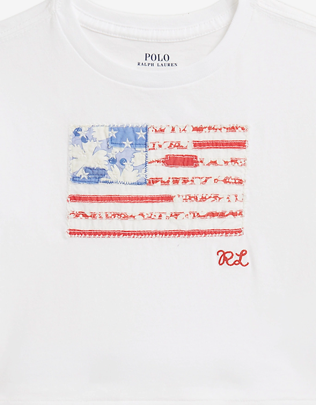 Girls Flag Jersey T-Shirt in White