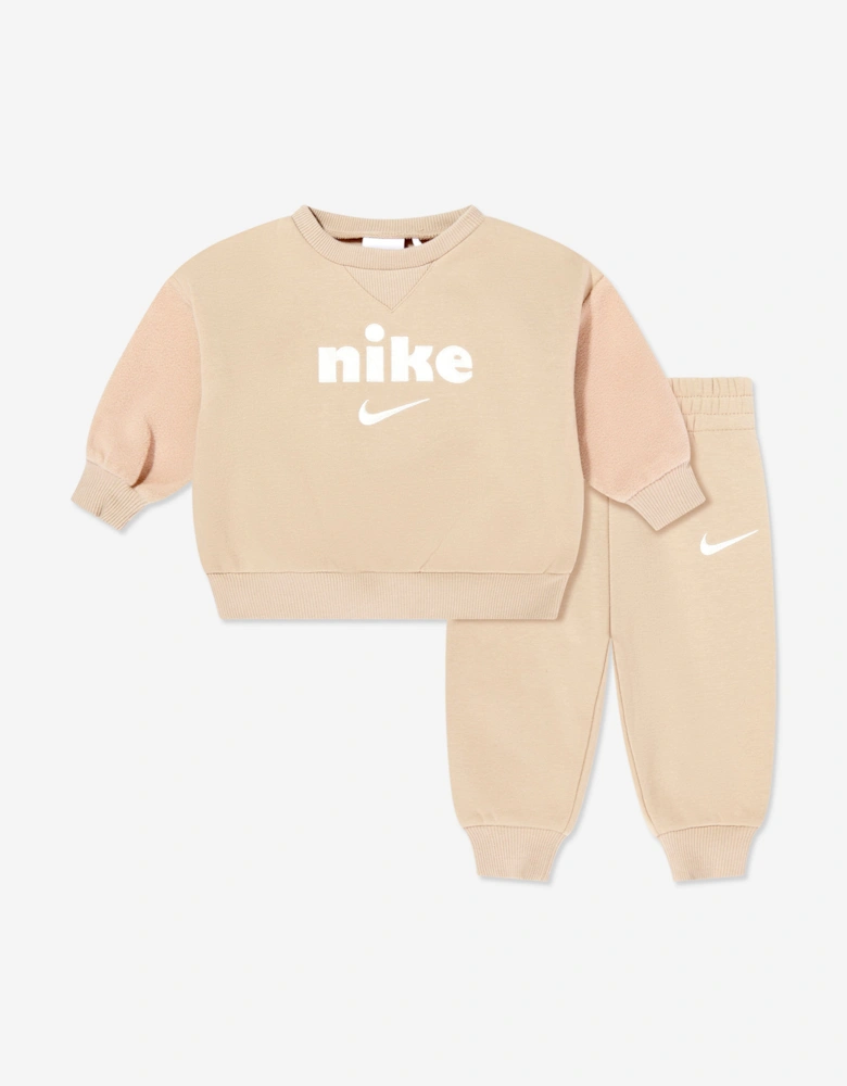 Kids Logo Fleece Tracksuit in Beige