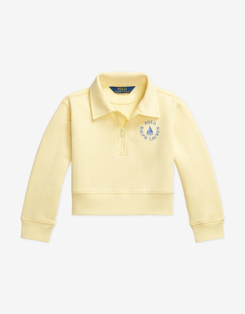 Girls Half Zip Sweatshirt in Yellow
