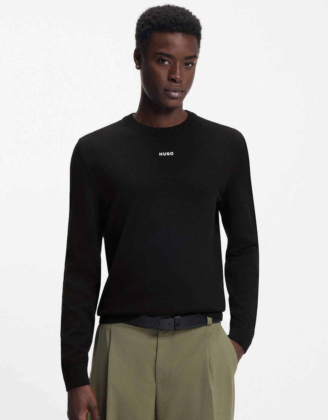 Boss Men's HUGO San Cassius-C2 Mens Crew Neck Jumper - Black 001