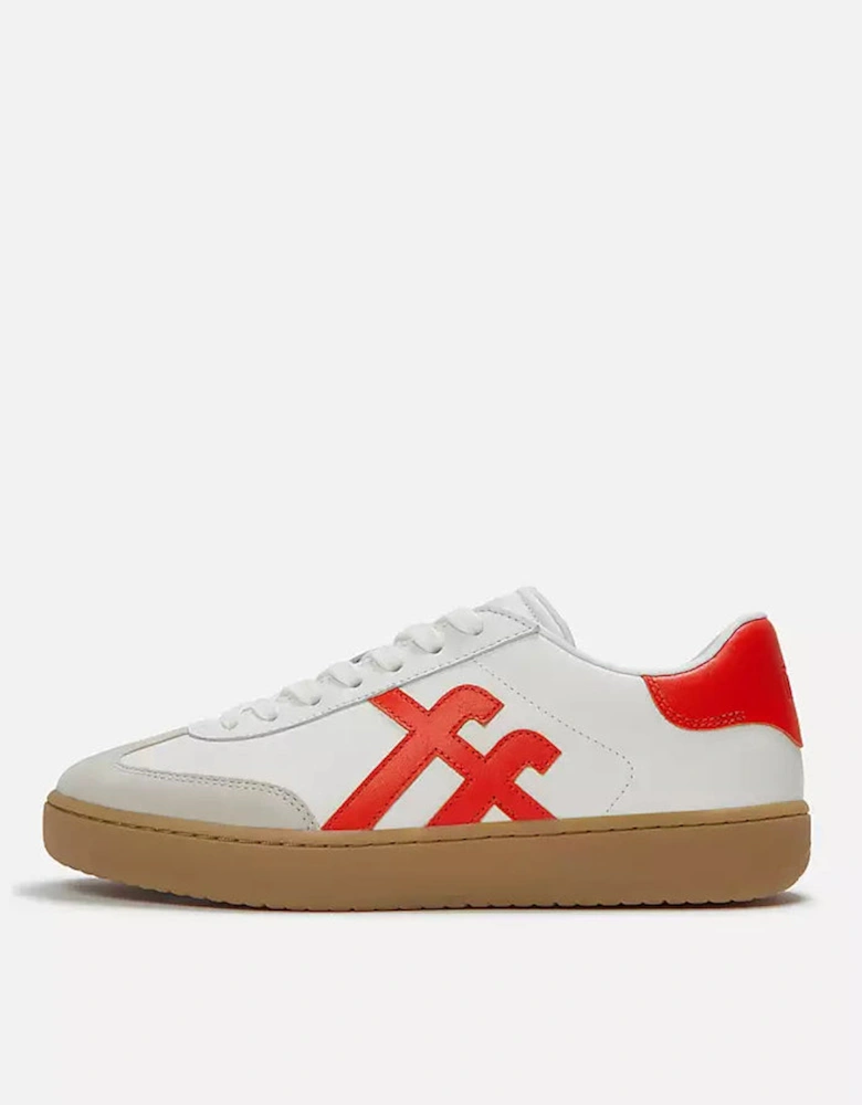 Womens The Dash T-Toe Leather Trainers - Urban White/Rich Red E06