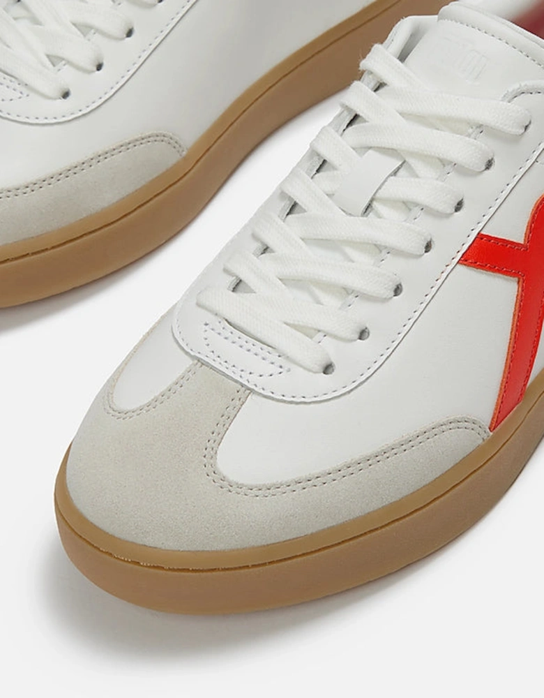 Womens The Dash T-Toe Leather Trainers - Urban White/Rich Red E06
