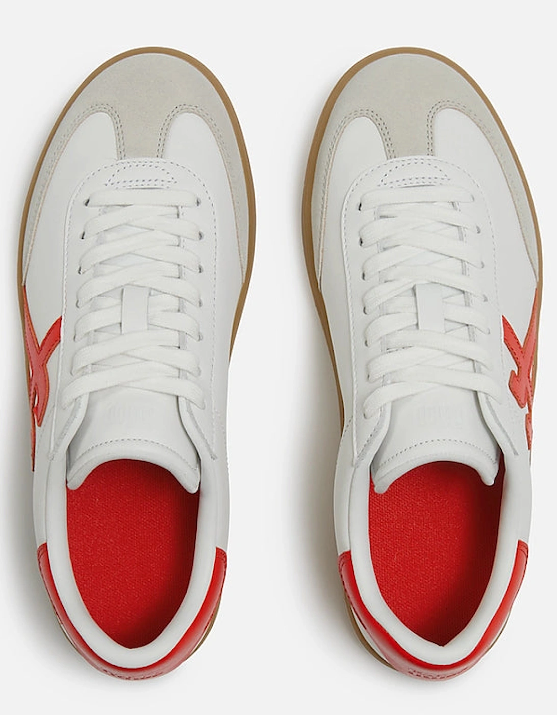 Womens The Dash T-Toe Leather Trainers - Urban White/Rich Red E06
