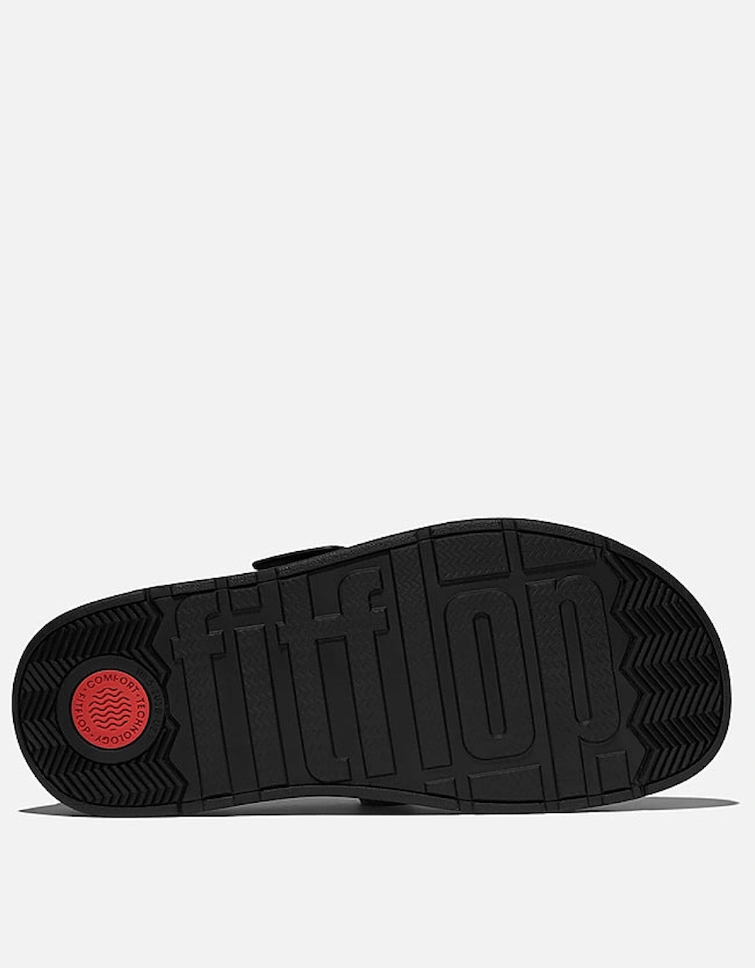 Womens GEN-FF Buckle Two-Bar Leather Slides - Black 001