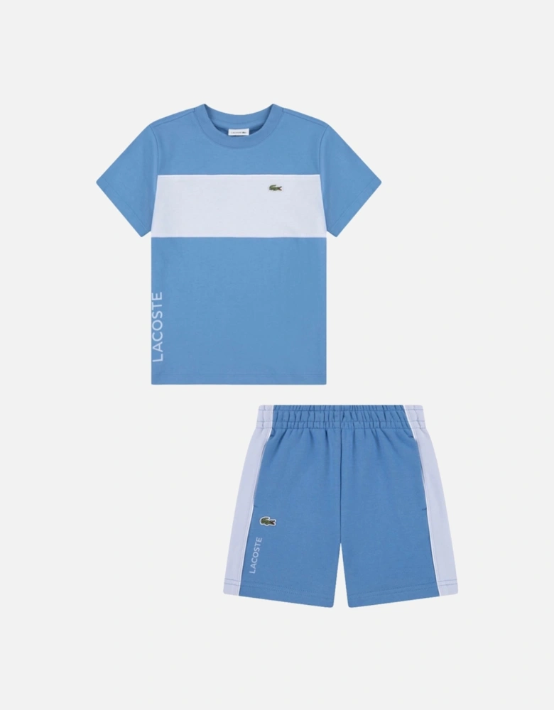 BOYS BLUE T SHIRT & JERSEY SHORTS SET