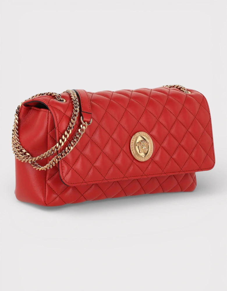 Medusa Quilted Shoulder Bag Dark Red Gold