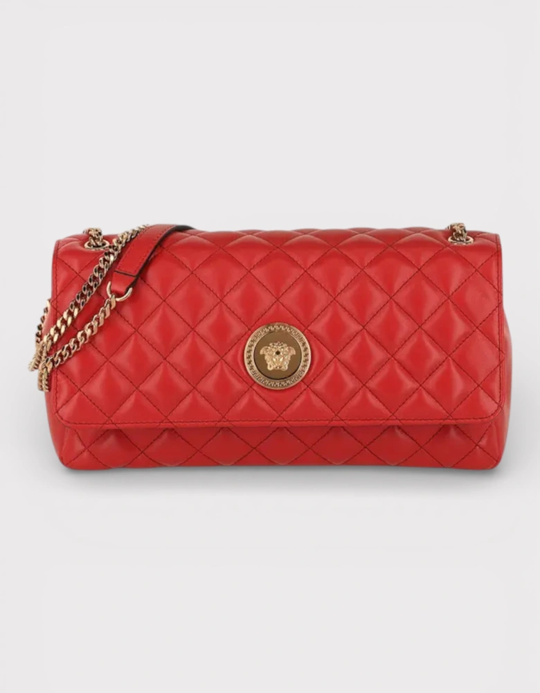 Medusa Quilted Shoulder Bag Dark Red Gold