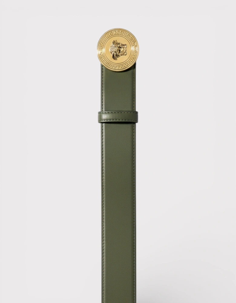 Logo Medusa Belt Calf Leather Olive Black