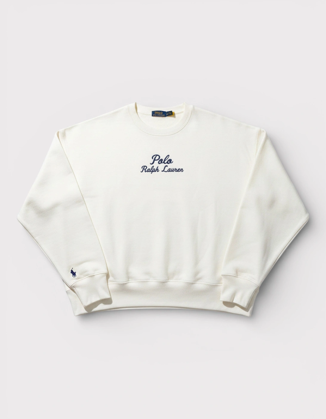 Polo Embroidered Logo Fleece Crewneck White, 2 of 1