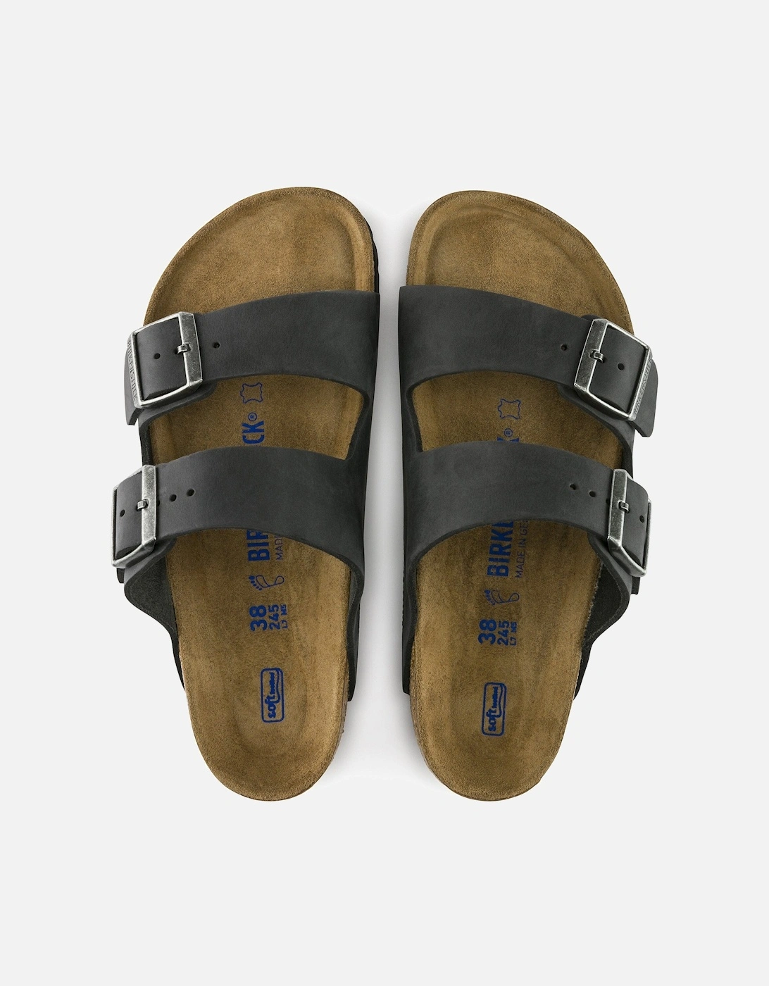 Soft Footbed Womens Oiled Leather Sandals - Black