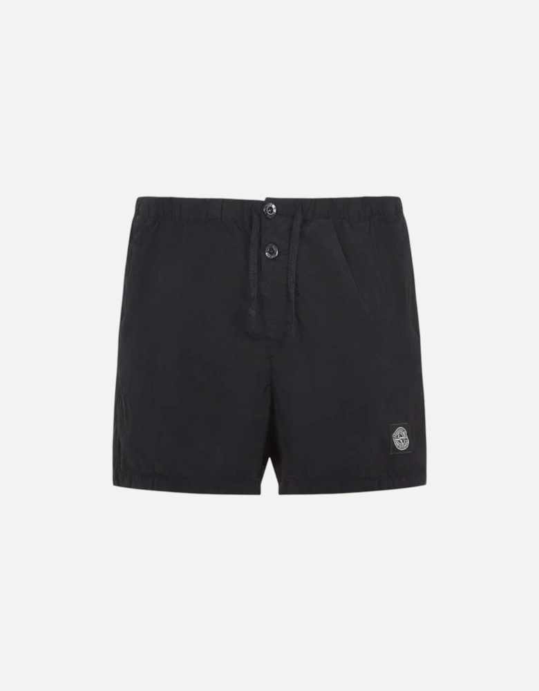 Crinkled Nylon Black Swim Shorts