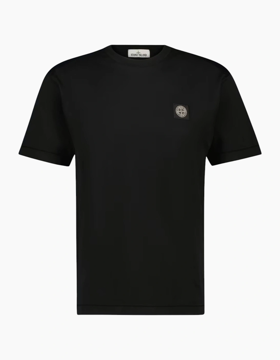 Stone Island Men's Cream Logo Patch Black T-Shirt - Size: 40