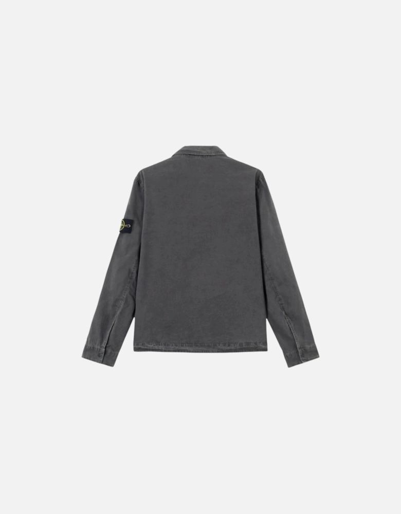 Brushed Organic Cotton Canvas Charcoal Lead Grey Old Effect Overshirt