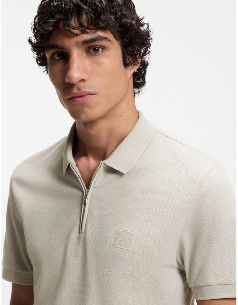 BOSS Orange Passerzip Polo Shirt 070 Open Grey