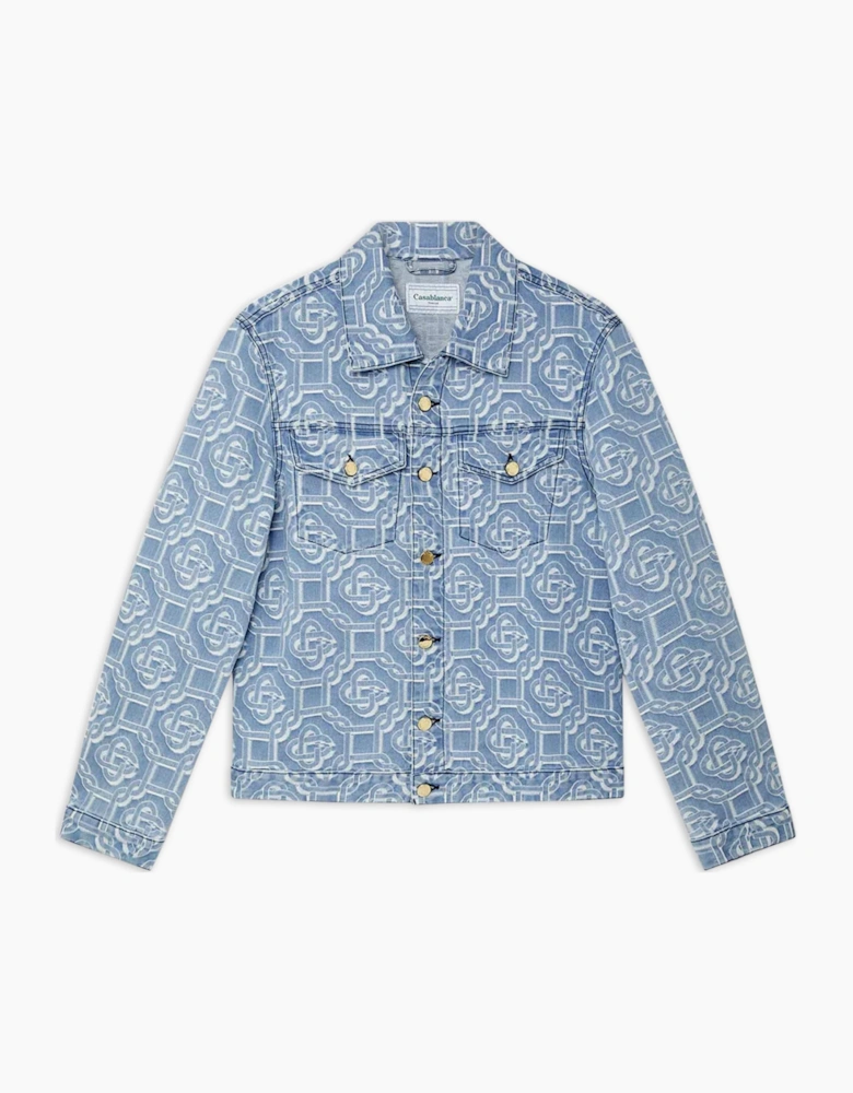 MONOGRAM BLEACHED DENIM JACKET BLUE