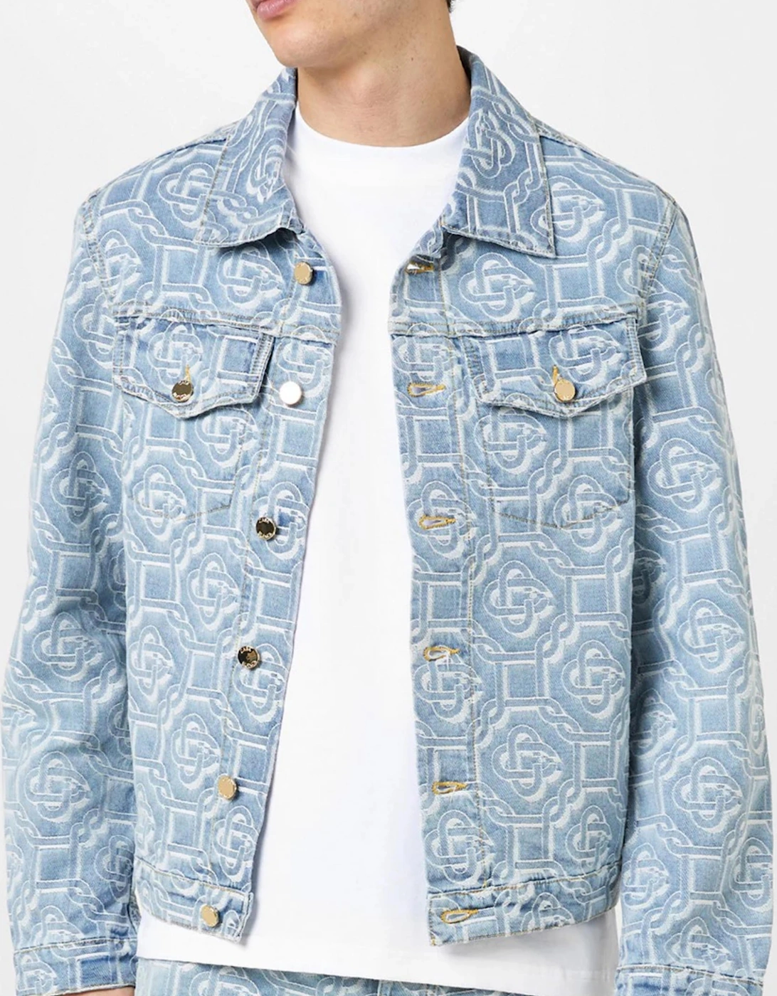 MONOGRAM BLEACHED DENIM JACKET BLUE