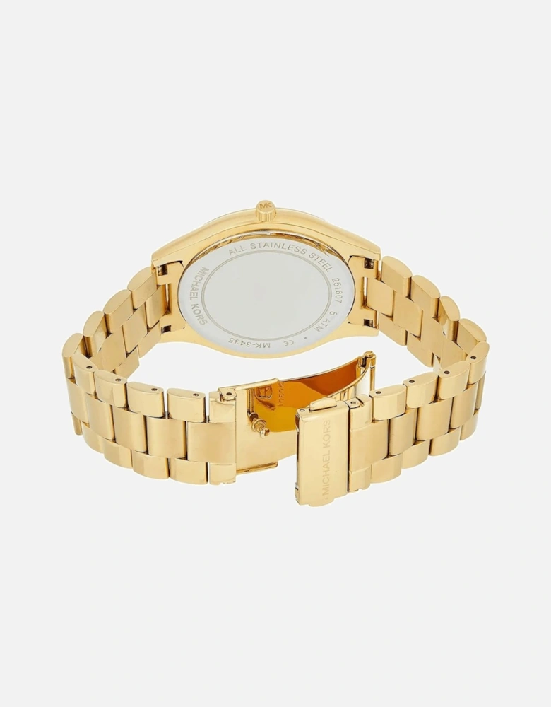 MK3435 Slim Runway Green Dial Gold-Tone Ladies Watch