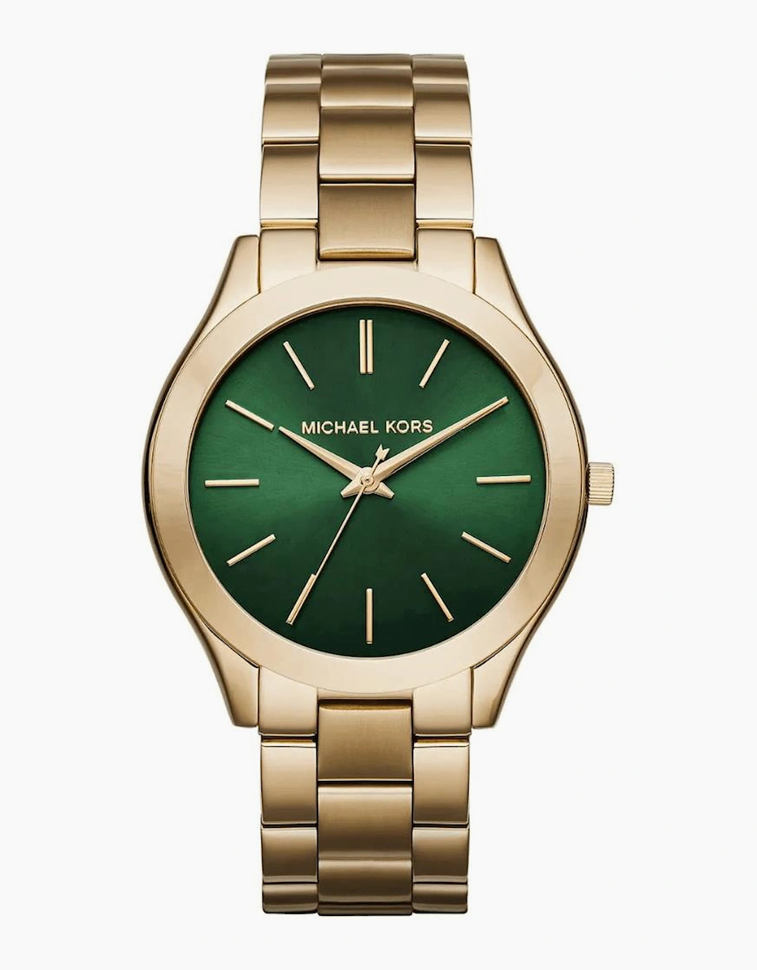 Michael Kors Women's Green Mk3435 Slim Runway Dial Gold-Tone Watch