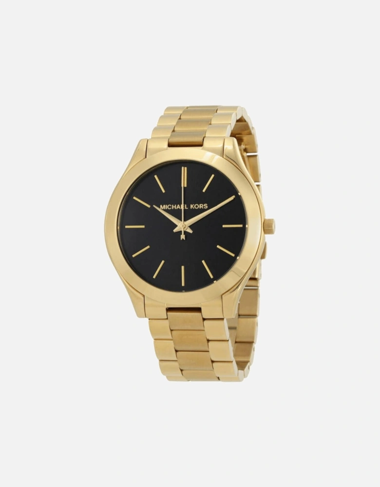MK3478 Slim Runway Black Dial Gold-tone Ladies Watch