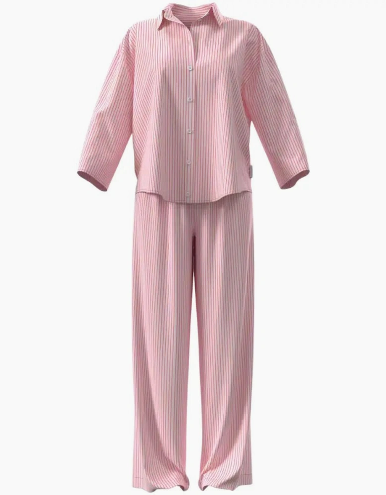 Cotton Poplin Sera Stripe Pyjama Set, Cradle Pink