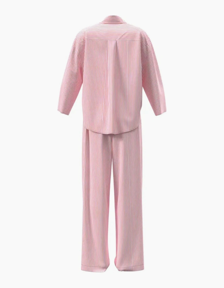 Cotton Poplin Sera Stripe Pyjama Set, Cradle Pink