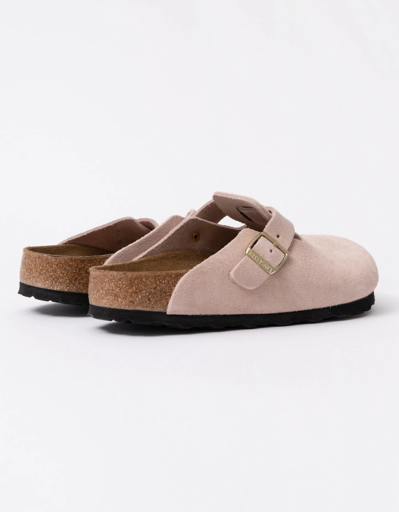 Suede Leather Womens Clogs - Light Rose