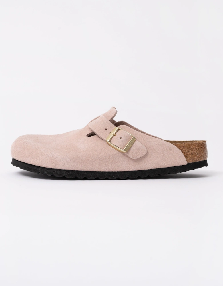 Suede Leather Womens Clogs - Light Rose