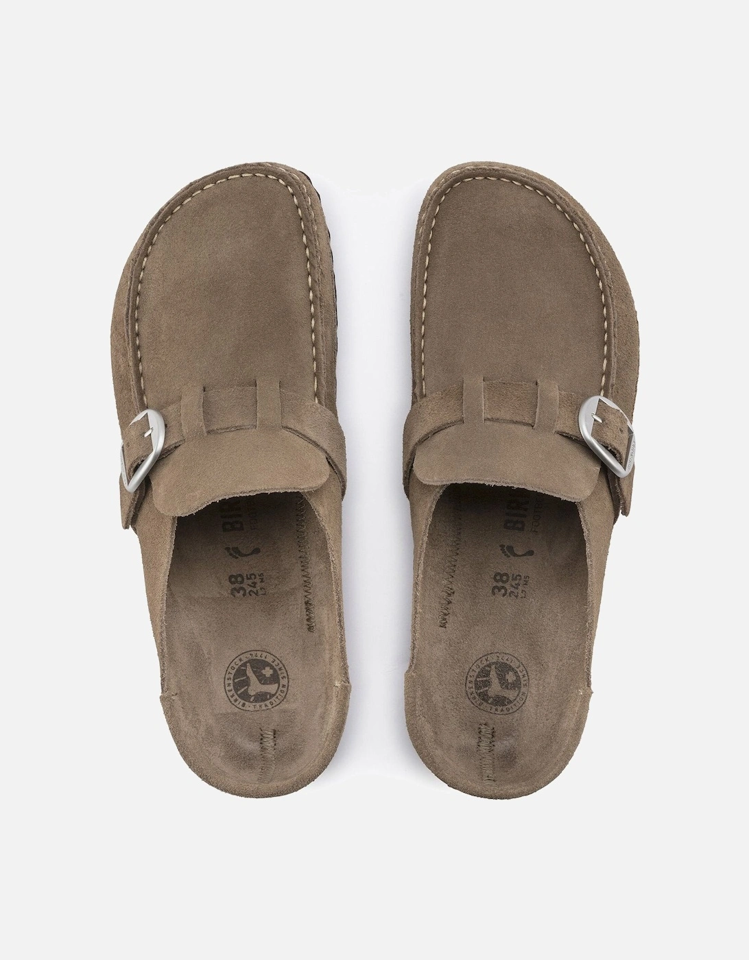 Buckley Suede Leather Womens Mule Moccasins - Grey Taupe