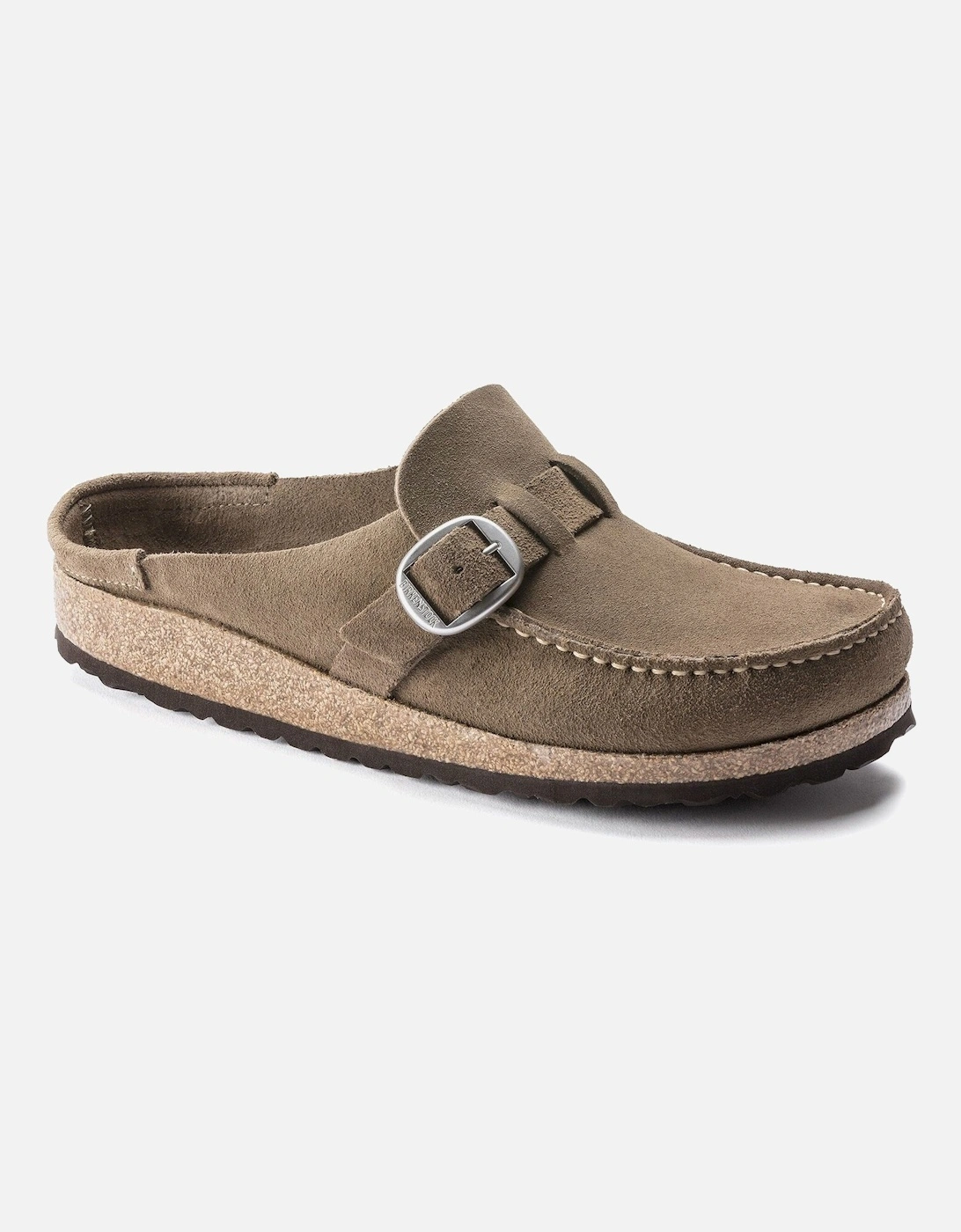 Buckley Suede Leather Womens Mule Moccasins - Grey Taupe