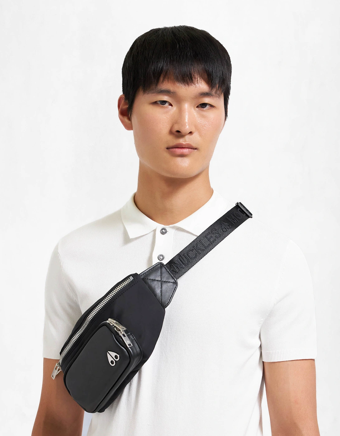 Moose Knuckles Unisex Black Logo Waist Bag - 292 - Size: One Size
