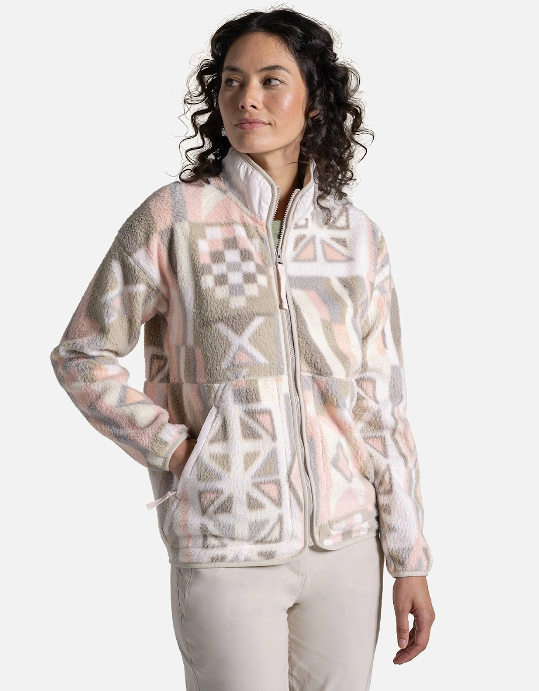 Women's Craghoppers Womens Dante Patterned Full Zip Fleece - Sugared Almond Print - Size: 16