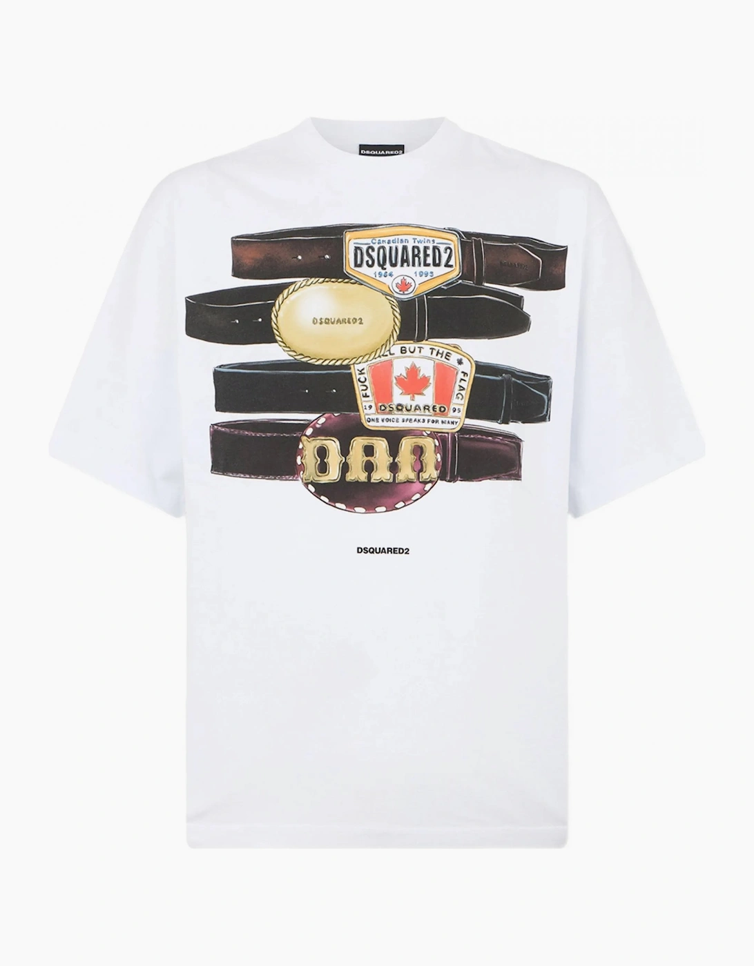 Dsquared2 Dsquared2 Men's Iconique Belt Loose Fit Tee White