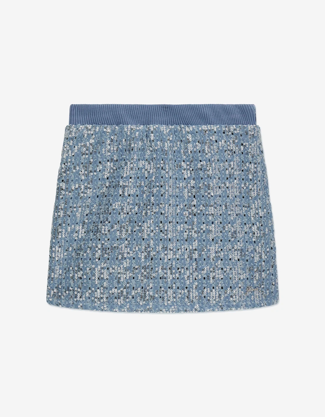 Girls Sequin Denim Skirt in Blue, 5 of 4