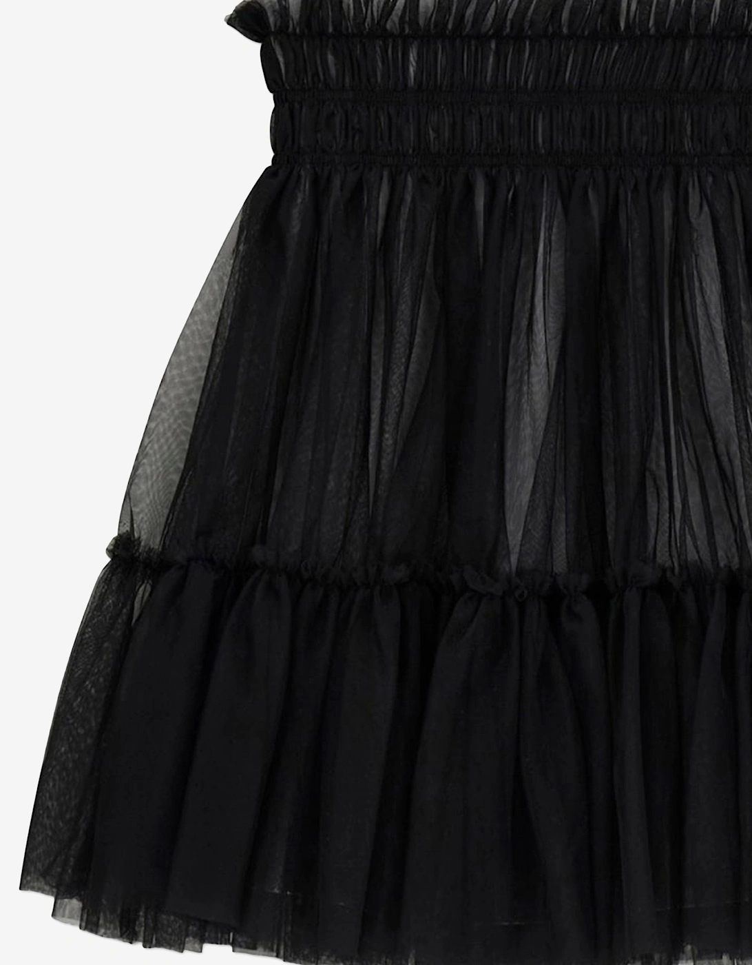 Girls Mixed Fabric Dress in Black