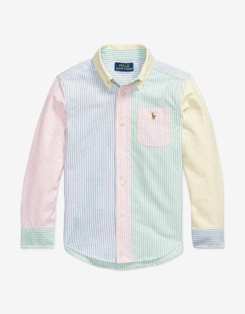 Boys Striped Classic Oxford Shirt in Green