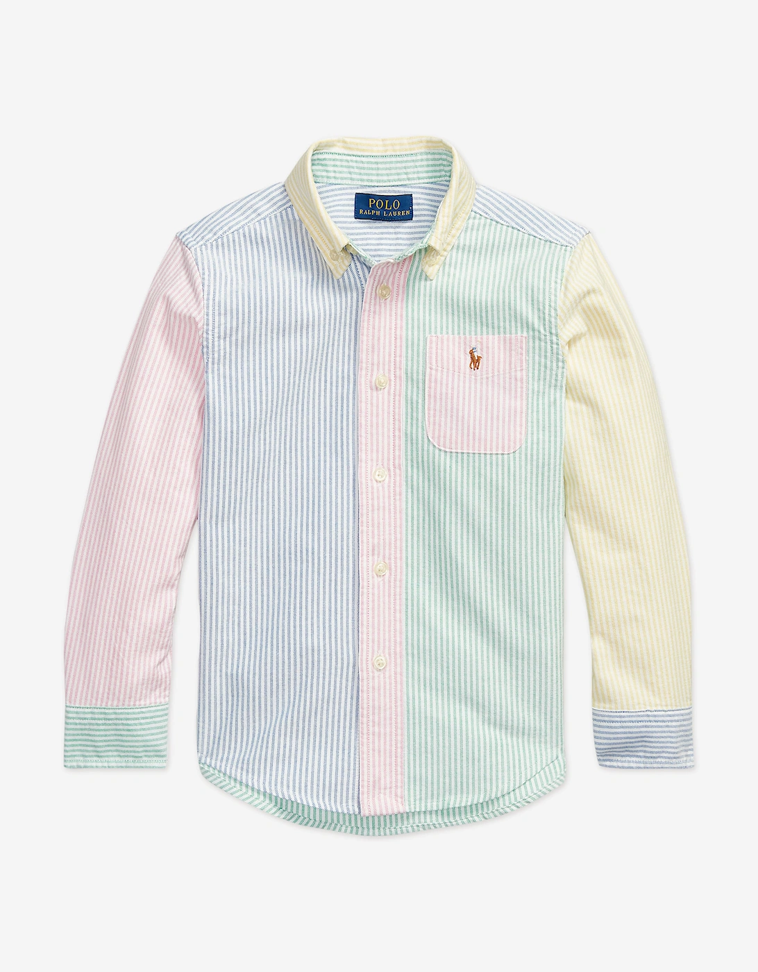 Boys Striped Classic Oxford Shirt in Green, 6 of 5