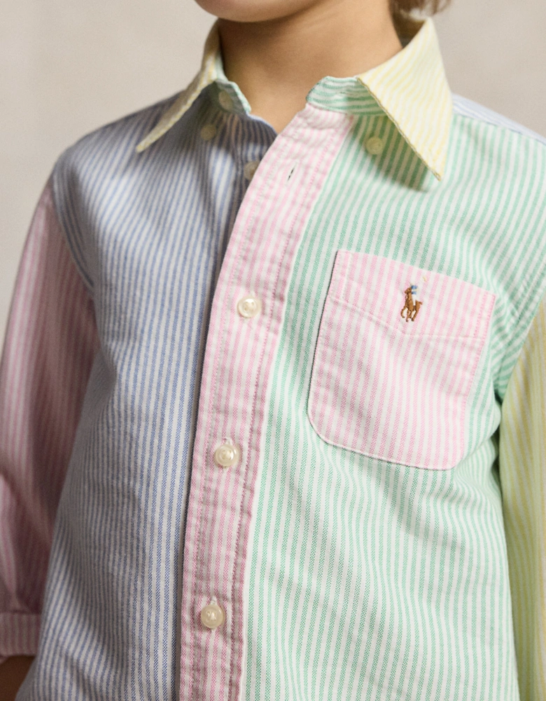 Boys Striped Classic Oxford Shirt in Green