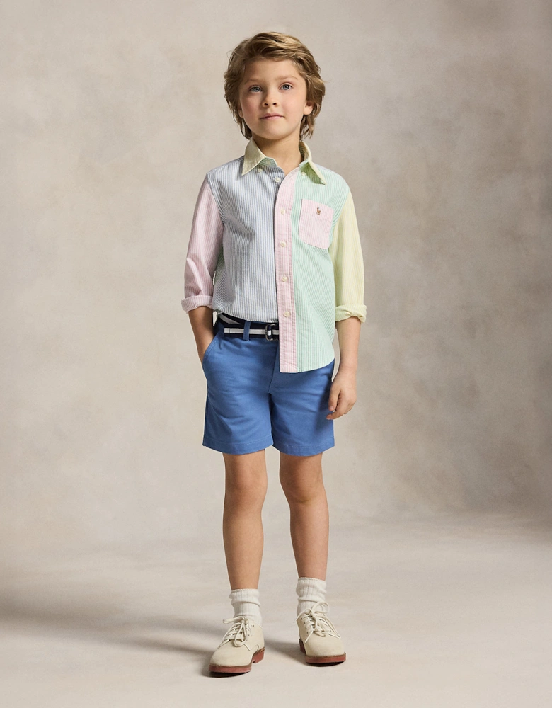 Boys Striped Classic Oxford Shirt in Green