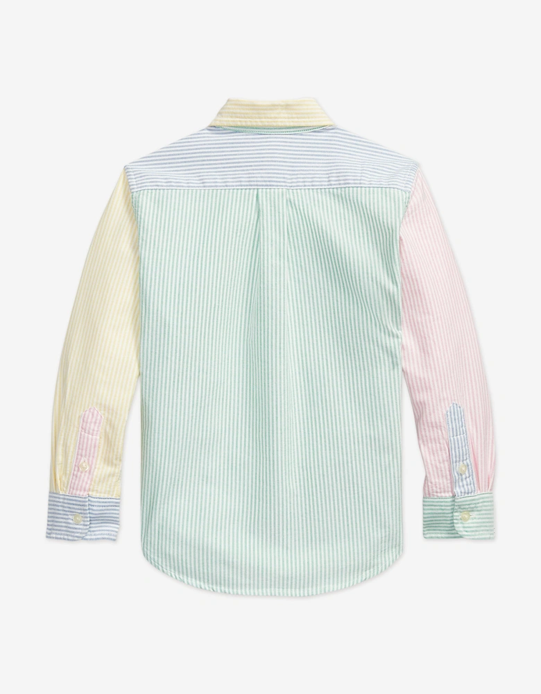 Boys Striped Classic Oxford Shirt in Green