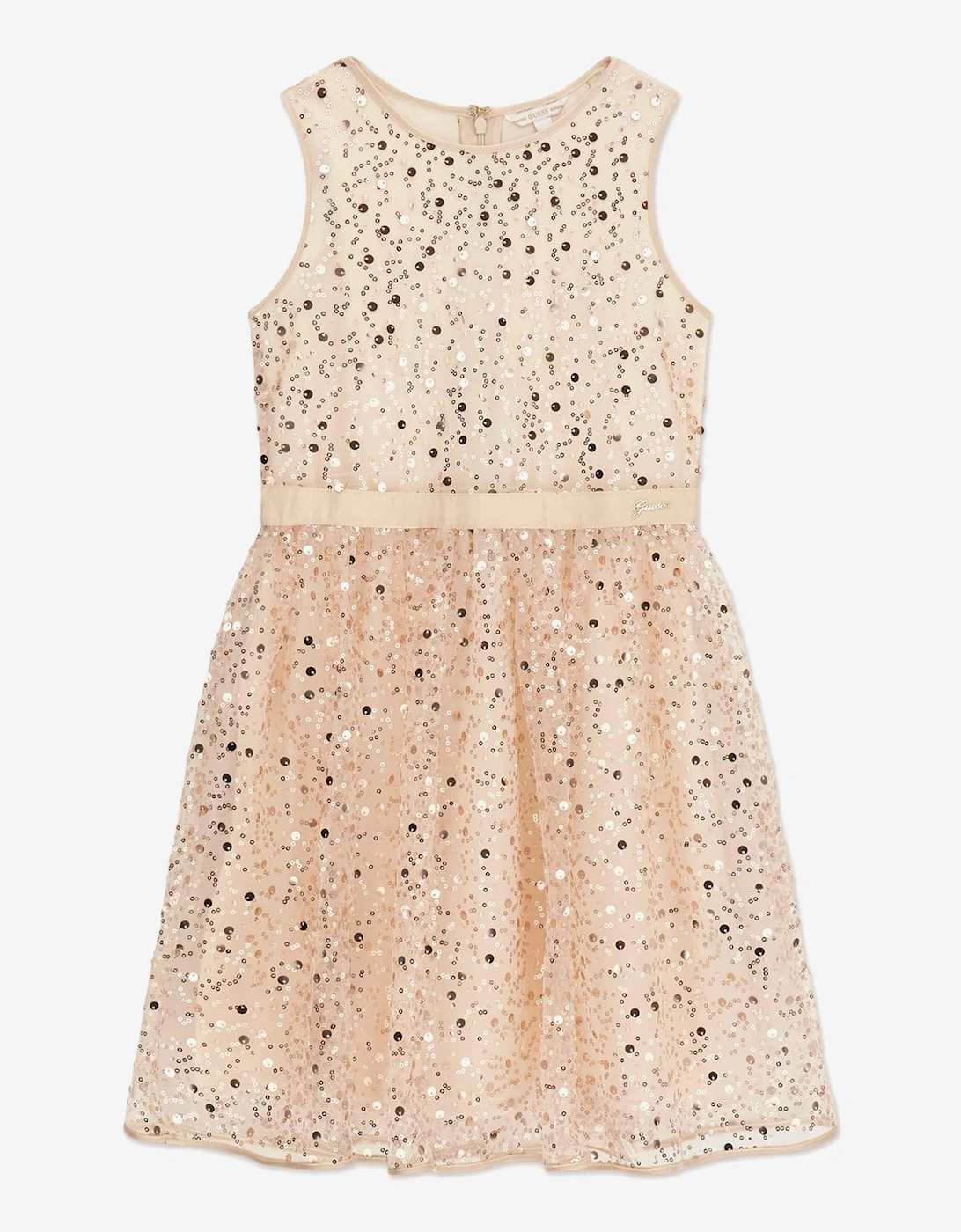 Guess Girls Cream  Sleeveless Sequin Dress  Beige - Size 14 Years Kids