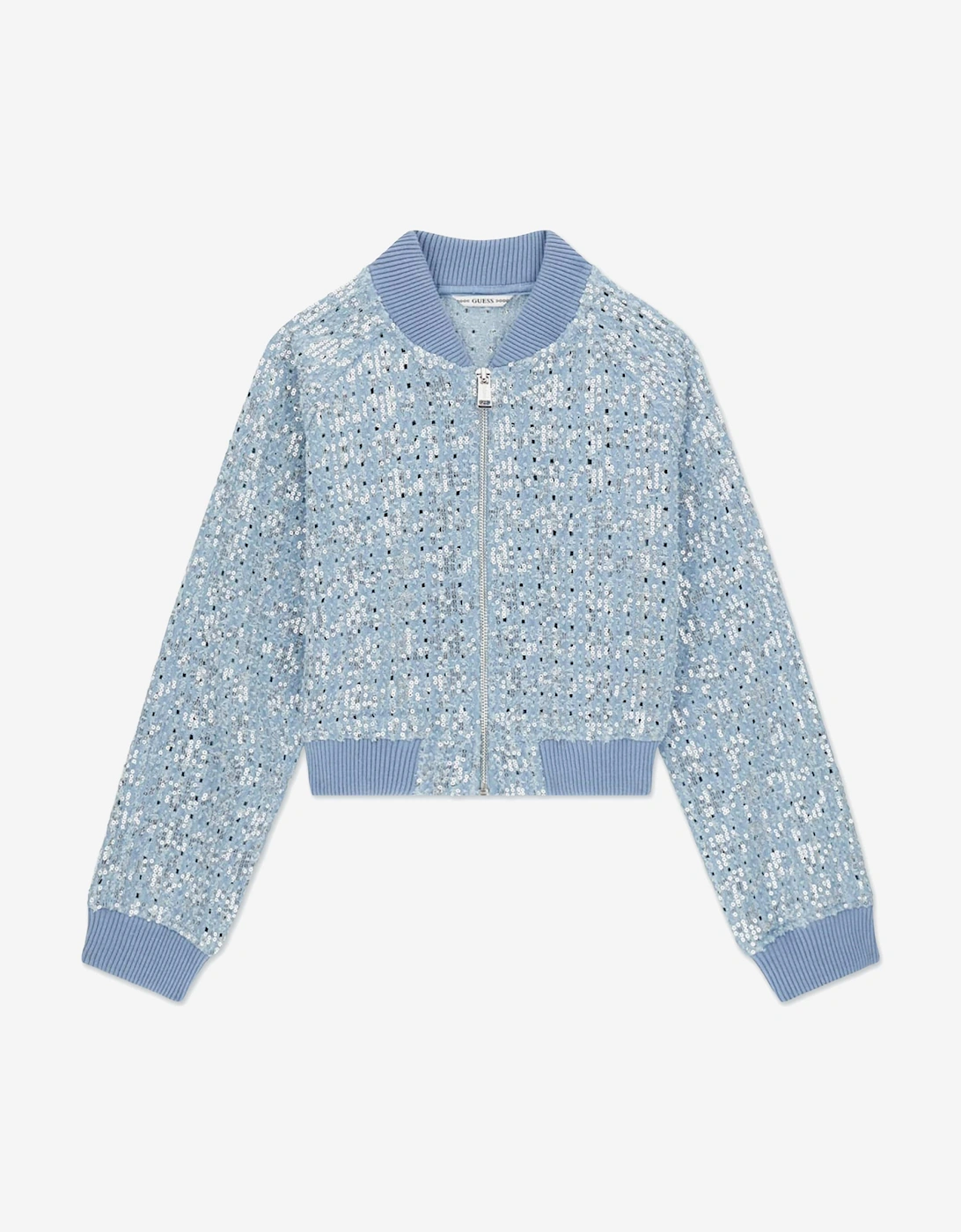 Girls Sequin Denim Bomber Jacket in Blue, 5 of 4